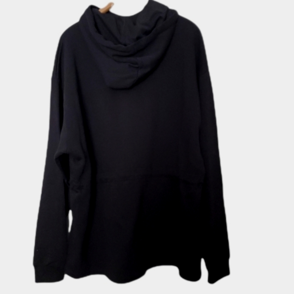 Mens ASOS Design World Print Pullover Hoodie Black Drawcord Sweatshirt Medium - Picture 7 of 15